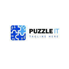 Puzzle IT logo vector template.