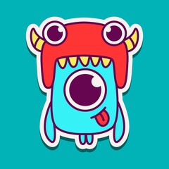 cute doodle monster designs for coloring, backgrounds, stickers, logos, symbol, icons and more