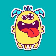 cute doodle monster designs for coloring, backgrounds, stickers, logos, symbol, icons and more