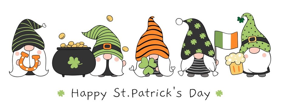 Draw banner gnomes for St Patrick's Day