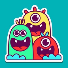 cute doodle monster designs for coloring, backgrounds, stickers, logos, symbol, icons and more