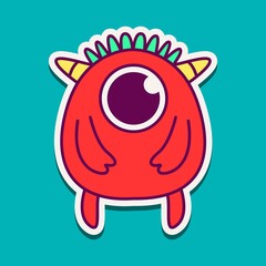 cute doodle monster designs for coloring, backgrounds, stickers, logos, symbol, icons and more