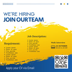 Job recruitment design for companies. Square social media post layout. We are hiring banner, poster, background template