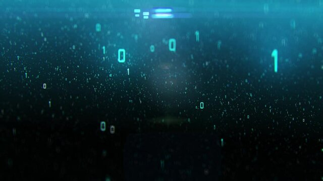 Abstract Technology Background. Binary code composition on a black background. Data binary code network. 4K animation