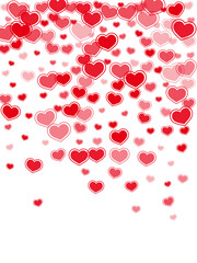 Beautiful red hearts falling vector illustration.