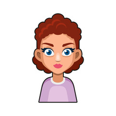 Cute Beautiful Girl Avatar Character. Young Woman Cartoon Style Userpic Icon