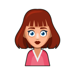 Cute Beautiful Girl Avatar Character. Young Woman Cartoon Style Userpic Icon