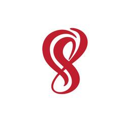 Fototapeta premium Number 8 eight logo of March. For congratulation calligraphy text. Lettering for Womans Day. Can use for greeting card, poster or banner. illustration Isolated on white background