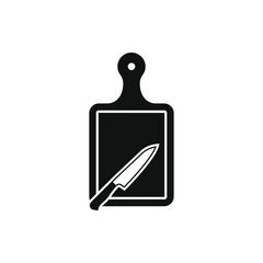 Obraz premium Cutting board with knife flat icon isolated on white background. Vector illustration