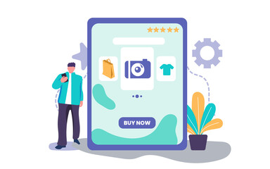 Choose the product on marketplace vector concept illustration