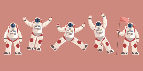 space explorer, cosmonaut or astronaut in spacesuit characters © djvstock