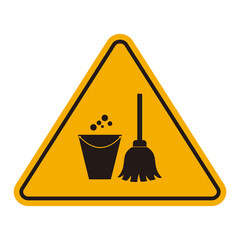 Cleaning in progress warning vector sign symbol