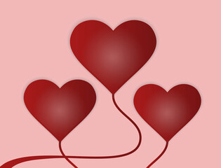 Red love wallpaper in the form of flying balloons