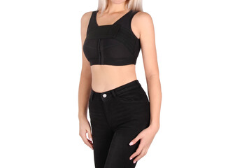 Post surgery compression bra for breast cancer patient after mastectomy. Breast augmentation...