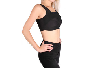 Post surgery compression bra for breast cancer patient after mastectomy. Breast augmentation...