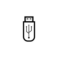 Usb drive icon in flat style. Flash disk vector illustration on white isolated background. Digital memory business concept.