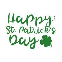 happy saint patricks day lettering with clover