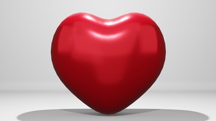 3D Red glossy shiny heart shape for Valentine's Day, wedding marriage ceremony, dating symbolically.