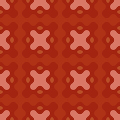 Vector abstract seamless pattern with curved shapes. Stylish geometric background texture in trendy colors, brown and pink. Simple vintage style ornament. Repeat design for decor, wallpaper, clothing