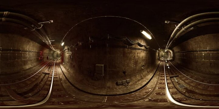 VR 360 old subway metro tunnel