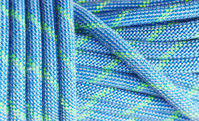 Close up picture of a climbing rope, abstract background, selective focus.