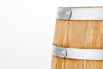Wooden barrel, isolated on a white background.