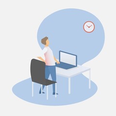 Office syndrome,back pain,suffer shoulder and neck muscle,From sit with computer for a long time,Office worker sick symptoms,Medical healthcare,Vector illustration.