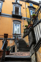 Fototapeta na wymiar Facade of a classic building in Naples, Italy