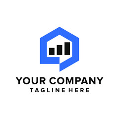 Abstract home with growth chart logo. Wealth consulting logo