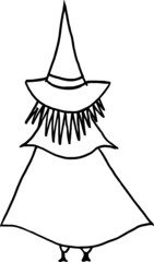Hand drawn witch vector form behind standing