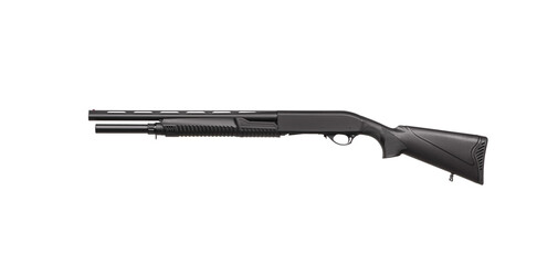 modern black shotgun isolated on white