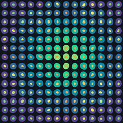 Psychodelic colored hand drawn circles. Seamless pattern. Vector background.