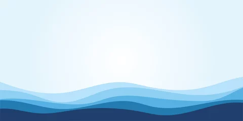 Foto auf Alu-Dibond Blue water wave line deep sea pattern background banner vector illustration. © Pacha M Vector
