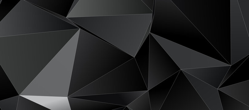 Abstract black triangle background with thin white stroke, low poly pattern illustration © Thomas Dutour