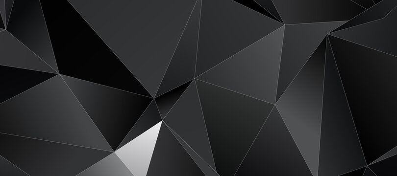 Abstract black triangle background with thin white stroke, low poly pattern illustration © Thomas Dutour