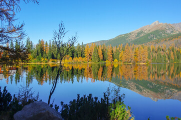 Autumn view of Strbske Pleso. Slovakia. Tatra Mountains.