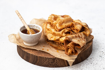 Crepes or pancakes with honey