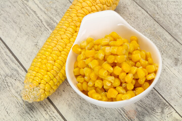 Young corn seeds in the bowl