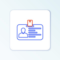 Line Identification badge icon isolated on white background. It can be used for presentation, identity of the company, advertising. Colorful outline concept. Vector.