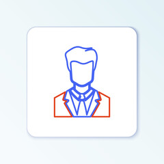Line User of man in business suit icon isolated on white background. Business avatar symbol - user profile icon. Male user sign. Colorful outline concept. Vector.