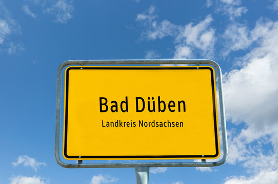 Ortseingangsschild von Bad Düben in Sachsen