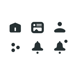 Rounded Icons Set Home Feed Profile Notification Bell - 410669510