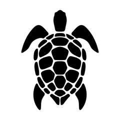 Fototapeta premium Vector black silhouette of a turtle isolated on a white background.