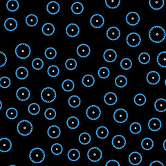 Line Circular saw blade icon isolated seamless pattern on black background. Saw wheel. Vector.