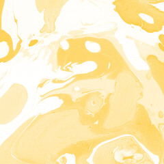 Yellow luxury marble ink texture on watercolor paper background. Marble stone image. Bath bomb effect. Psychedelic biomorphic art.