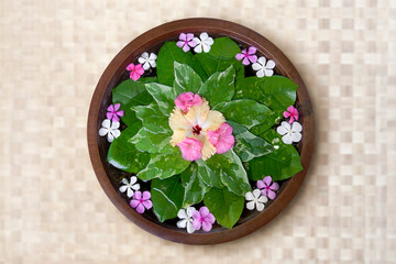 Fototapeta na wymiar Ornately decorated exotic flower bowl, close-up.