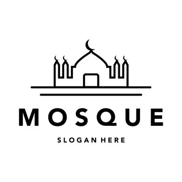 mosque islam line art logo minimalist illustration design
