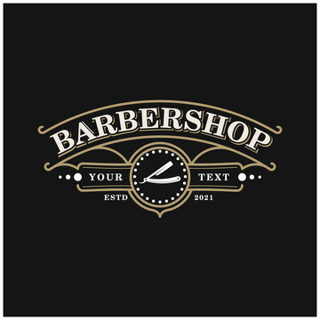 Barbershop emblem badge vintage logo design