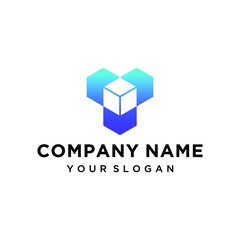 Modern cube data logo design