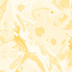 Yellow luxury marble ink texture on watercolor paper background. Marble stone image. Bath bomb effect. Psychedelic biomorphic art.